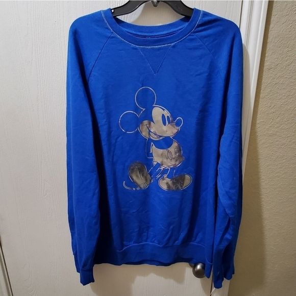 New Disney Mickey Mouse silver foil sweatshirt men - Picture 1 of 6